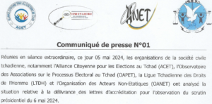 2024 communique no 1 chad eisa transparent democratic governance in africa